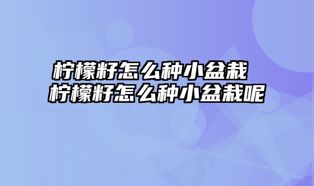 柠檬籽怎么种小盆栽 柠檬籽怎么种小盆栽呢