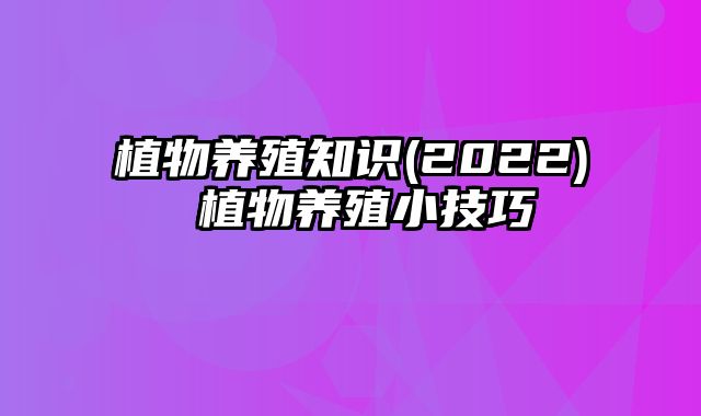 植物养殖知识(2022) 植物养殖小技巧