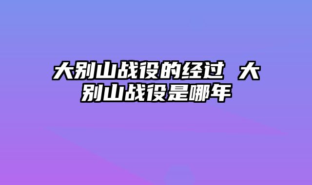 大别山战役的经过 大别山战役是哪年