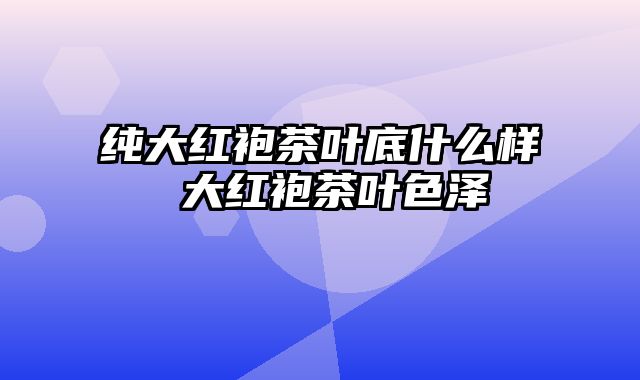 纯大红袍茶叶底什么样 大红袍茶叶色泽