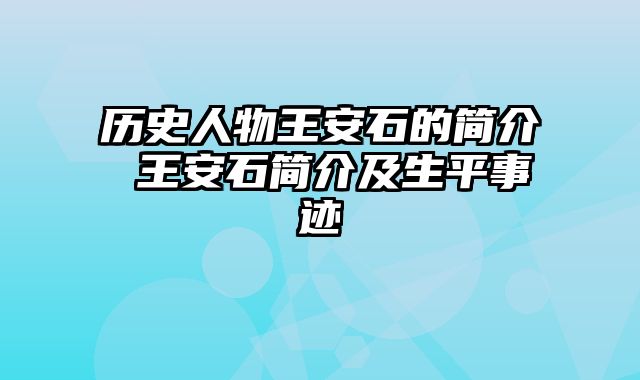 历史人物王安石的简介 王安石简介及生平事迹