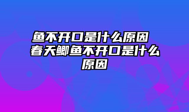 鱼不开口是什么原因 春天鲫鱼不开口是什么原因