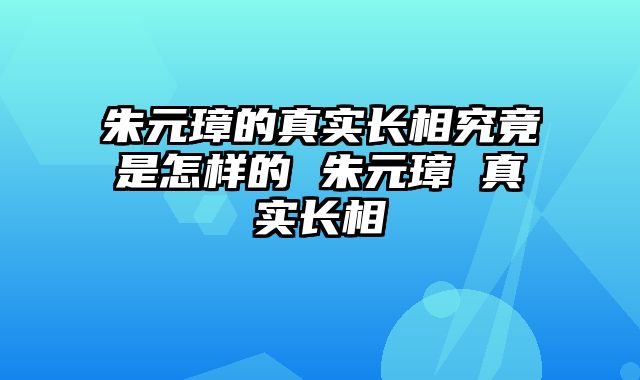 朱元璋的真实长相究竟是怎样的 朱元璋 真实长相