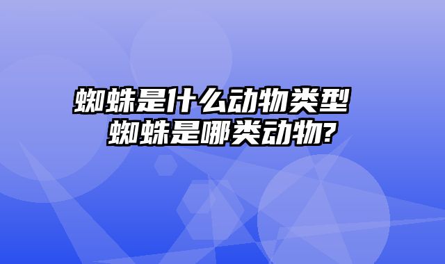 蜘蛛是什么动物类型 蜘蛛是哪类动物?