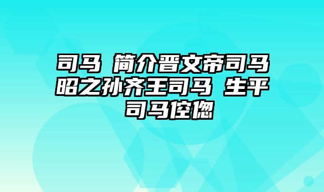 司马囧简介晋文帝司马昭之孙齐王司马囧生平 司马倥偬