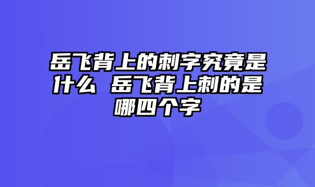 岳飞背上的刺字究竟是什么 岳飞背上刺的是哪四个字