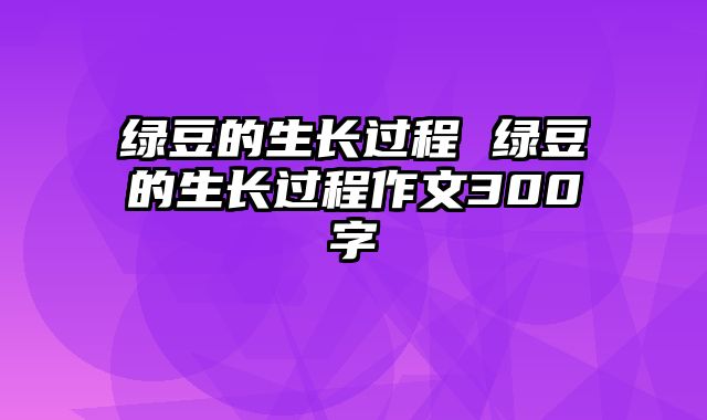 绿豆的生长过程 绿豆的生长过程作文300字