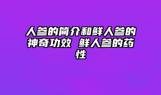 人参的简介和鲜人参的神奇功效 鲜人参的药性