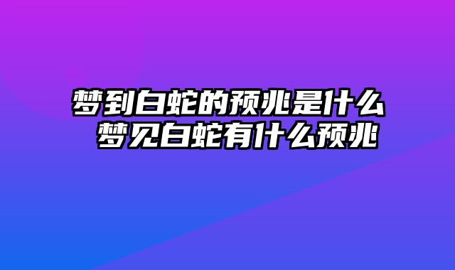 梦到白蛇的预兆是什么 梦见白蛇有什么预兆