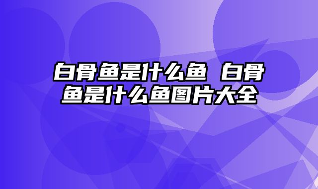 白骨鱼是什么鱼 白骨鱼是什么鱼图片大全