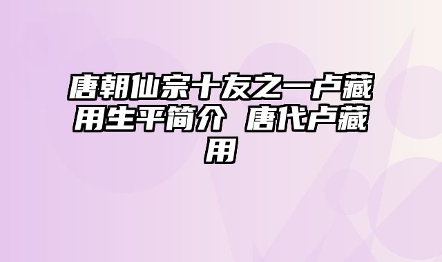 唐朝仙宗十友之一卢藏用生平简介 唐代卢藏用