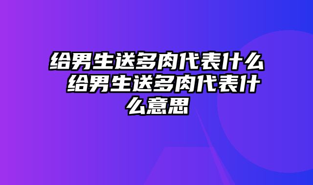 给男生送多肉代表什么 给男生送多肉代表什么意思