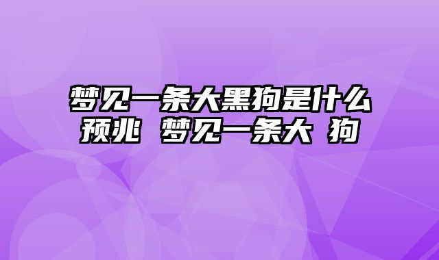 梦见一条大黑狗是什么预兆 梦见一条大黒狗