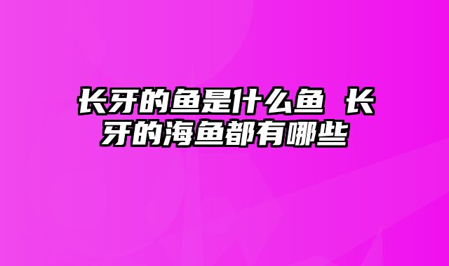 长牙的鱼是什么鱼 长牙的海鱼都有哪些