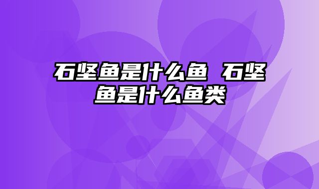 石坚鱼是什么鱼 石坚鱼是什么鱼类