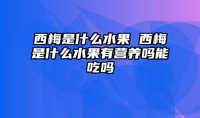 西梅是什么水果 西梅是什么水果有营养吗能吃吗