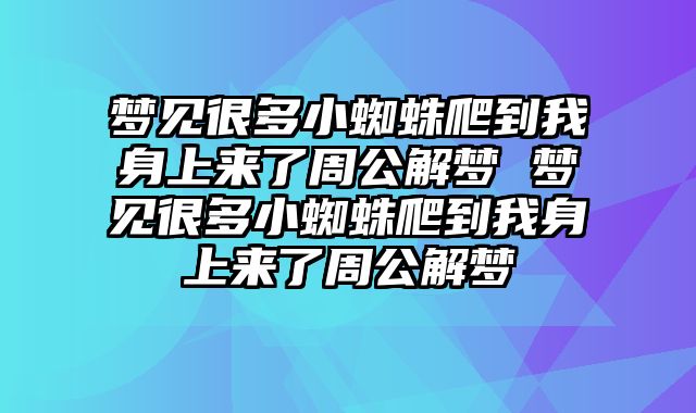 梦见很多小蜘蛛爬到我身上来了周公解梦 梦见很多小蜘蛛爬到我身上来了周公解梦