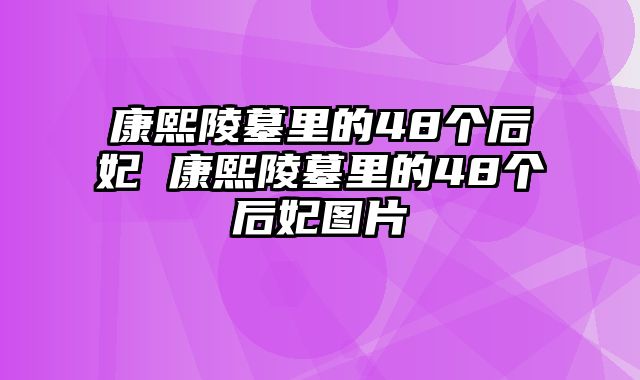 康熙陵墓里的48个后妃 康熙陵墓里的48个后妃图片