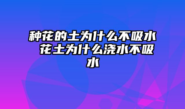 种花的土为什么不吸水 花土为什么浇水不吸水