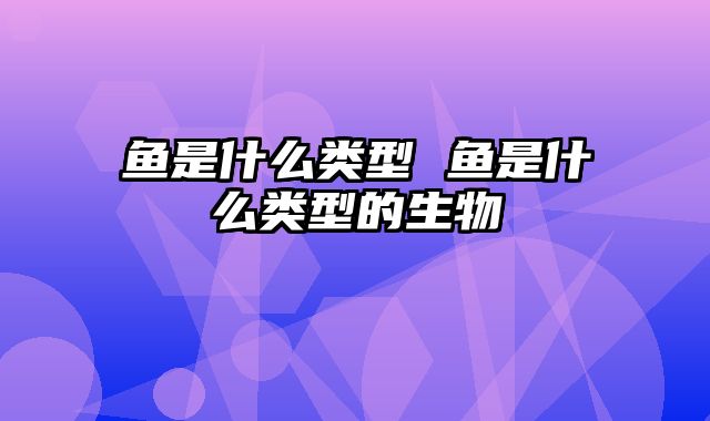 鱼是什么类型 鱼是什么类型的生物