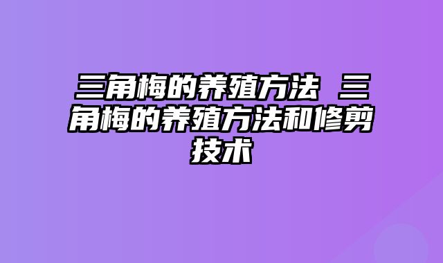 三角梅的养殖方法 三角梅的养殖方法和修剪技术