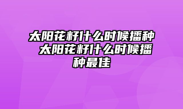 太阳花籽什么时候播种 太阳花籽什么时候播种最佳