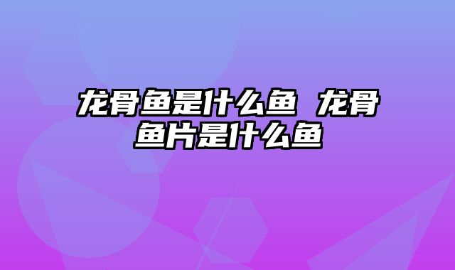 龙骨鱼是什么鱼 龙骨鱼片是什么鱼