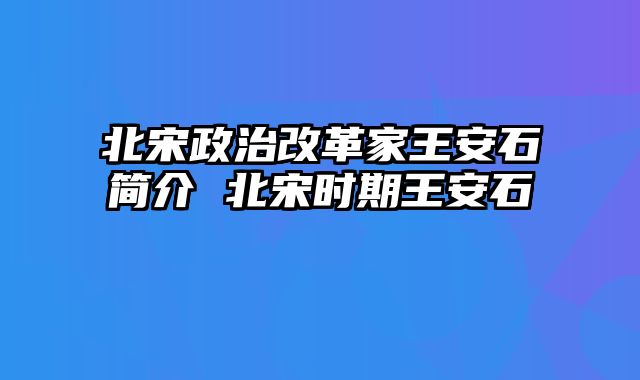 北宋政治改革家王安石简介 北宋时期王安石