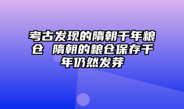 考古发现的隋朝千年粮仓 隋朝的粮仓保存千年仍然发芽