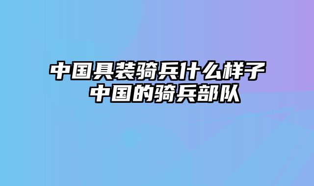 中国具装骑兵什么样子 中国的骑兵部队