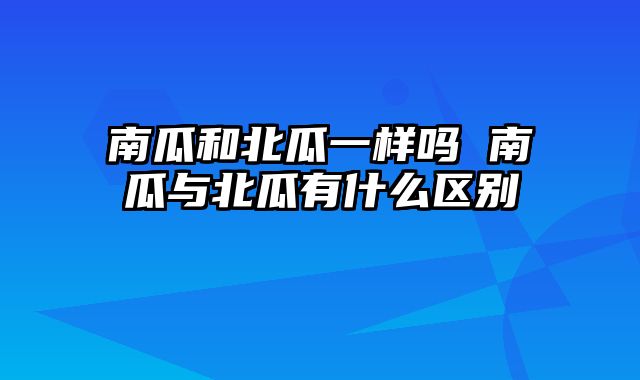 南瓜和北瓜一样吗 南瓜与北瓜有什么区别