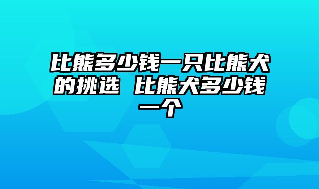 比熊多少钱一只比熊犬的挑选 比熊犬多少钱一个