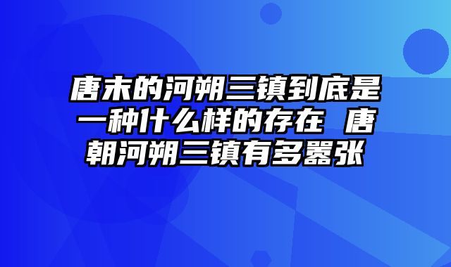 唐末的河朔三镇到底是一种什么样的存在 唐朝河朔三镇有多嚣张