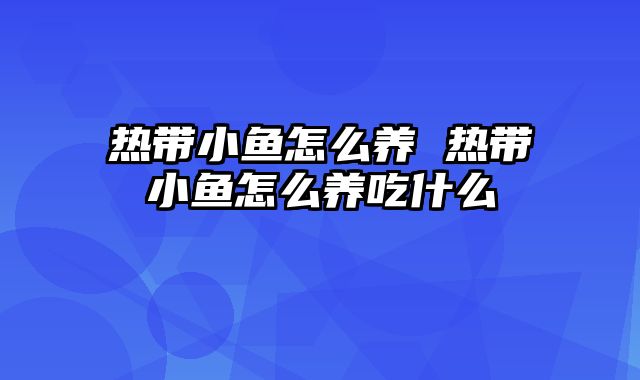 热带小鱼怎么养 热带小鱼怎么养吃什么