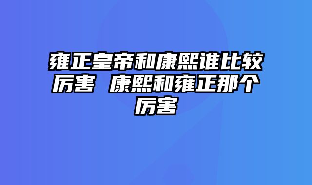 雍正皇帝和康熙谁比较厉害 康熙和雍正那个厉害