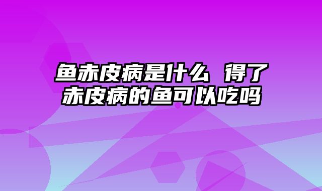 鱼赤皮病是什么 得了赤皮病的鱼可以吃吗