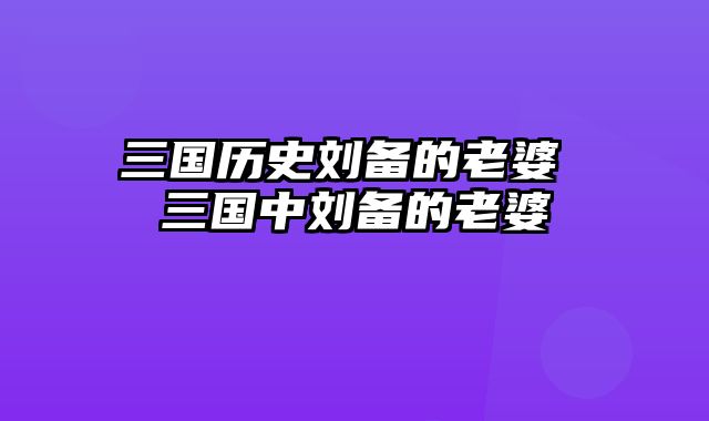 三国历史刘备的老婆 三国中刘备的老婆