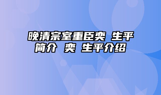 晚清宗室重臣奕劻生平简介 奕劻生平介绍