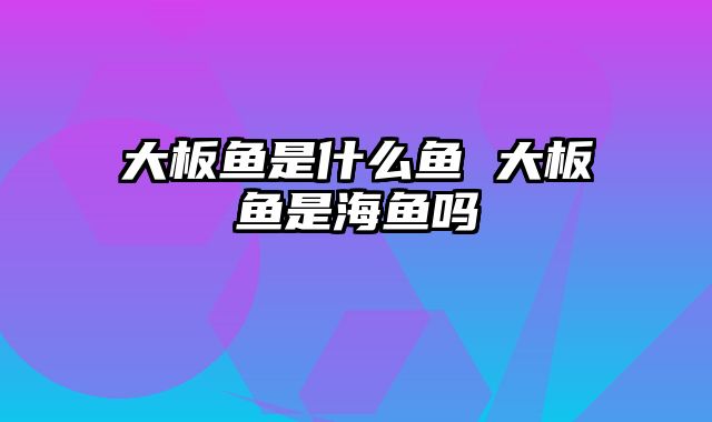 大板鱼是什么鱼 大板鱼是海鱼吗