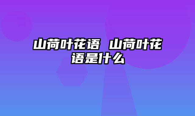 山荷叶花语 山荷叶花语是什么