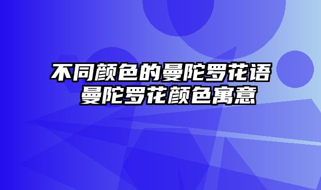 不同颜色的曼陀罗花语 曼陀罗花颜色寓意