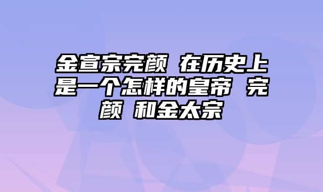 金宣宗完颜珣在历史上是一个怎样的皇帝 完颜亶和金太宗