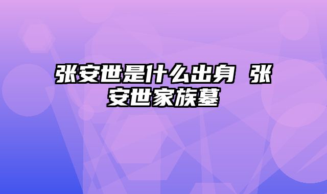 张安世是什么出身 张安世家族墓