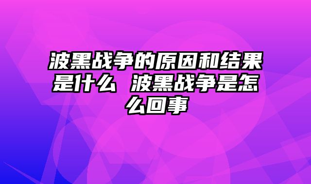 波黑战争的原因和结果是什么 波黑战争是怎么回事