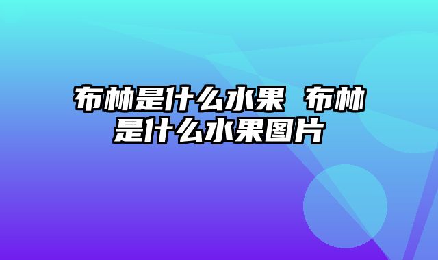 布林是什么水果 布林是什么水果图片