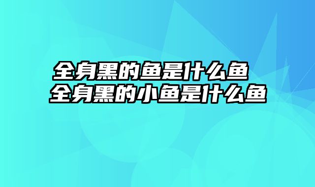 全身黑的鱼是什么鱼 全身黑的小鱼是什么鱼