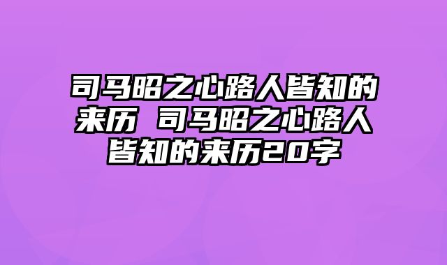 司马昭之心路人皆知的来历 司马昭之心路人皆知的来历20字