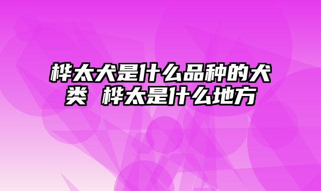 桦太犬是什么品种的犬类 桦太是什么地方