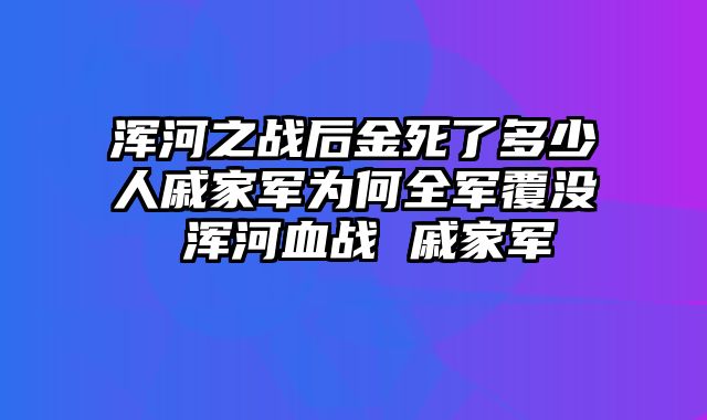 浑河之战后金死了多少人戚家军为何全军覆没 浑河血战 戚家军