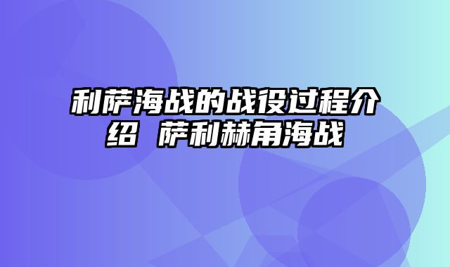 利萨海战的战役过程介绍 萨利赫角海战